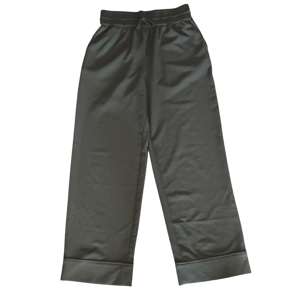 Ganni‎ Olive Polyester Blend Elastic Draw String Waist Wide Leg Pants SZ 40